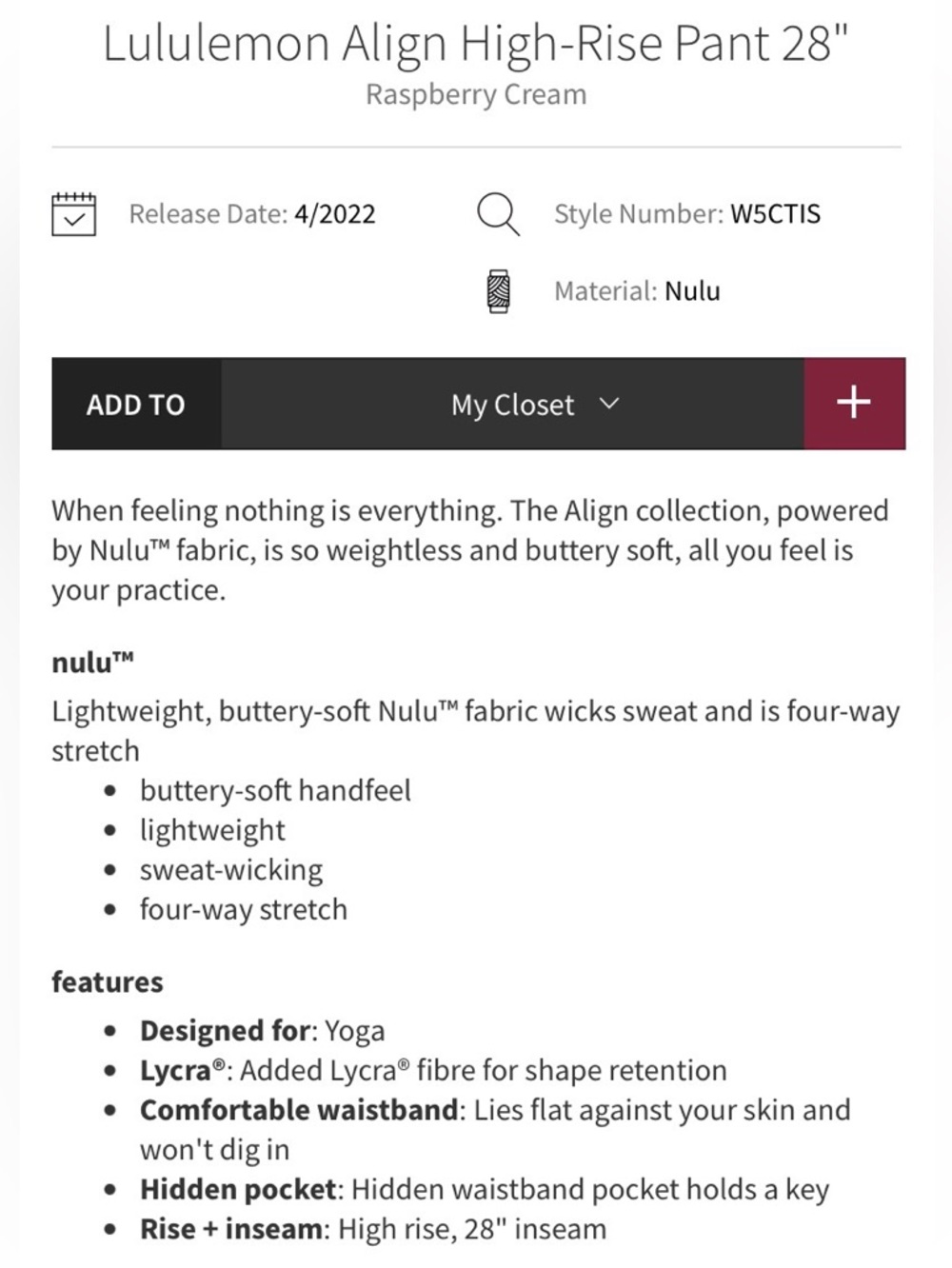 Lululemon Align Leggings 6; 31” - Picture 16 of 16